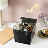 KUGGIS Box with lid - transparent black/bamboo 18x26x15 cm (7x10 ¼x6 ")