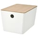 KUGGIS Box with lid, white/bamboo, 7x10 ¼x6 "