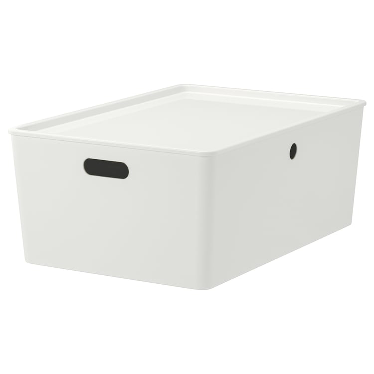KUGGIS box with lid, white, 14 ½x21 ¼x8 ¼" IKEA