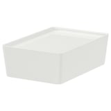 KUGGIS Box with lid, white, 7x10 ¼x3 ¼ "