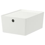 KUGGIS Box with lid, white, 10 ¼x13 ¾x6 "