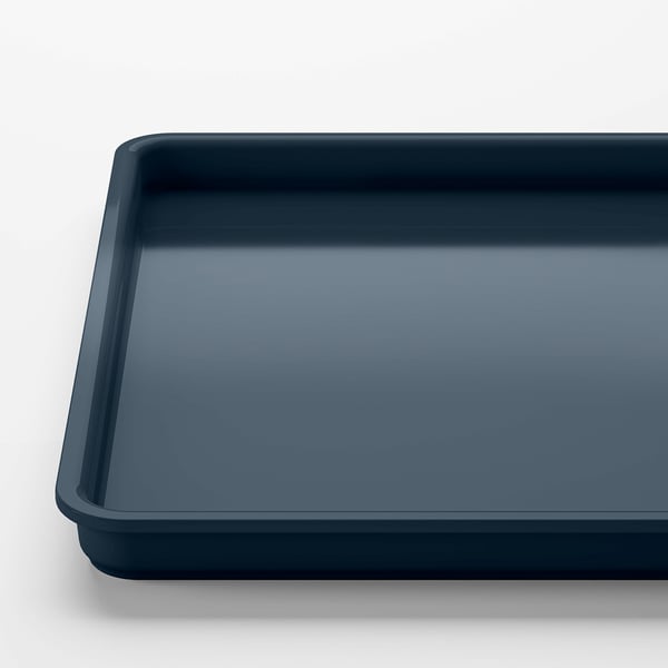 Smooth, dark blue plastic tray; part of KUGGIS series.