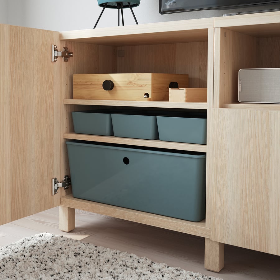 KUGGIS storage box with lid, turquoise, 14 ½x21 ¼x8 ¼" IKEA