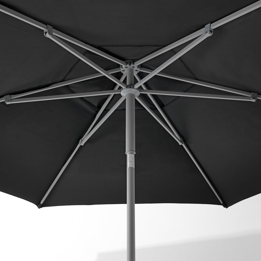 KUGGÖ / LINDÖJA Umbrella with base, black/Grytö dark gray, 1181/8" IKEA