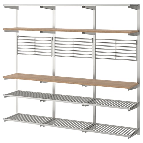 KUNGSFORS Suspension rail with shelf/wll grid, stainless ...