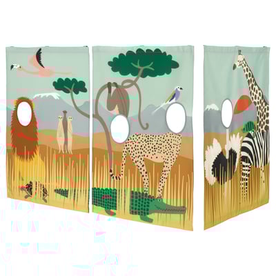 KURA Bed curtain, multicolor/animals on the savannah