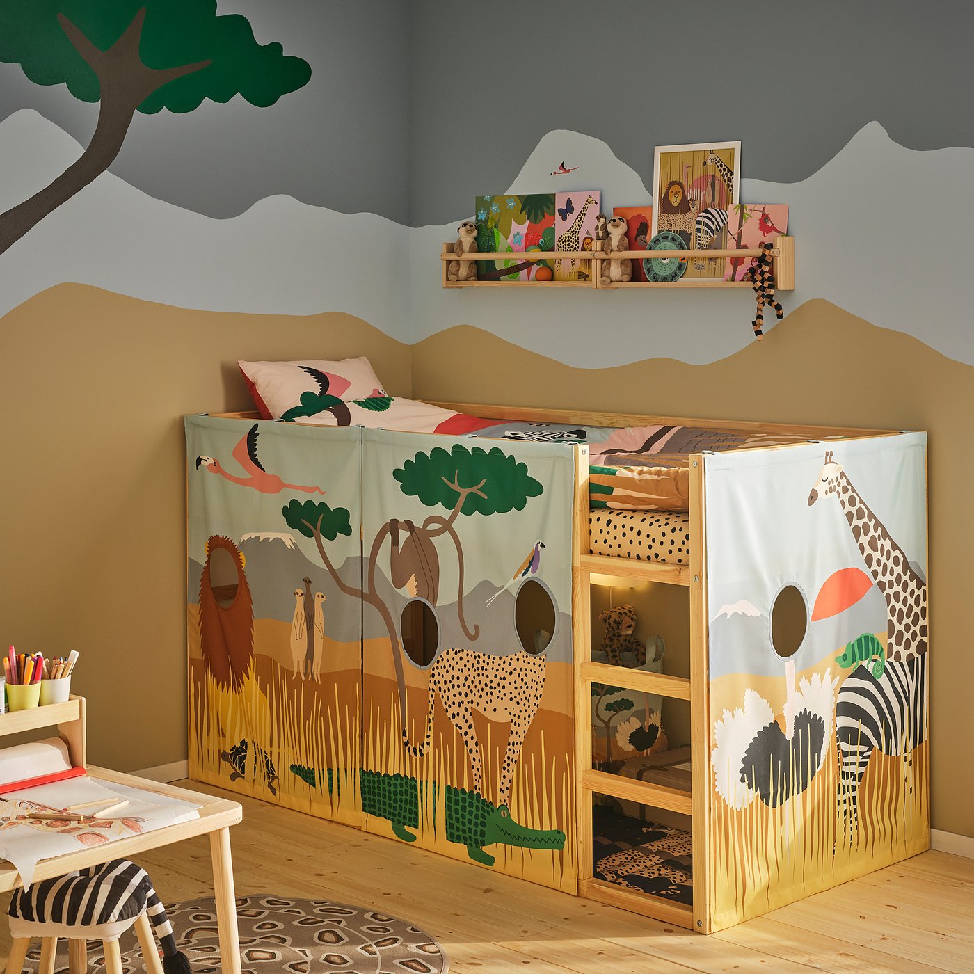 Bed curtain, multicolor/animals on the savannah 5