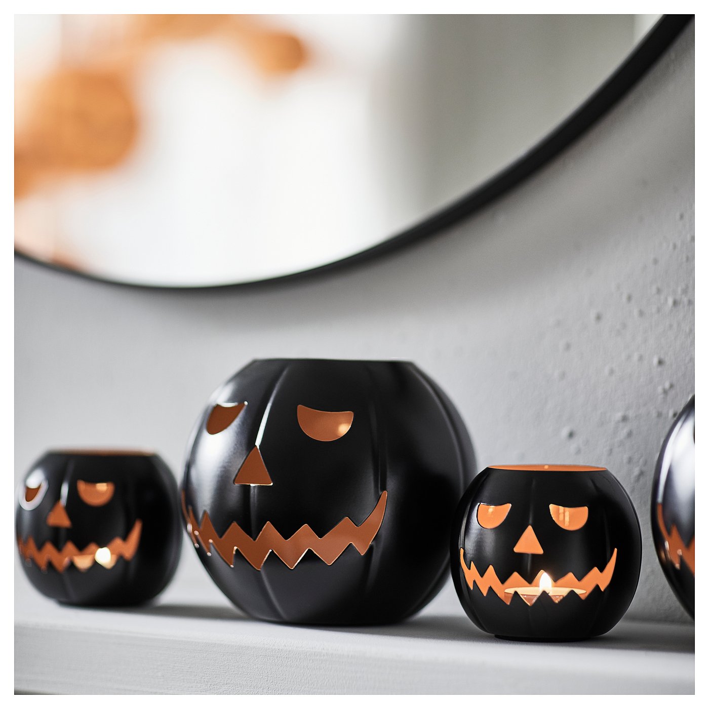 小物 kyasarin KUSTFYR candle holder, pumpkin black, 5
