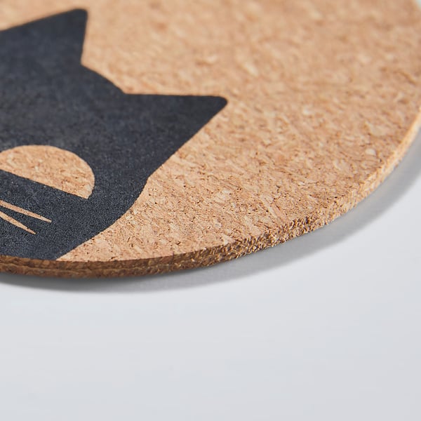 KUSTFYR Coaster, cork/patterned, 4 "