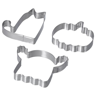 KUSTFYR cookie cutters: 3 metallic shapes for halloween-themed baking.