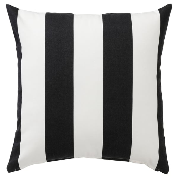 KUSTFYR Cushion cover, white/black stripe, 20x20" IKEA