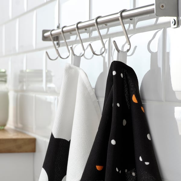 KUSTFYR Dish towel, cat eye/white/black, 18x24 "