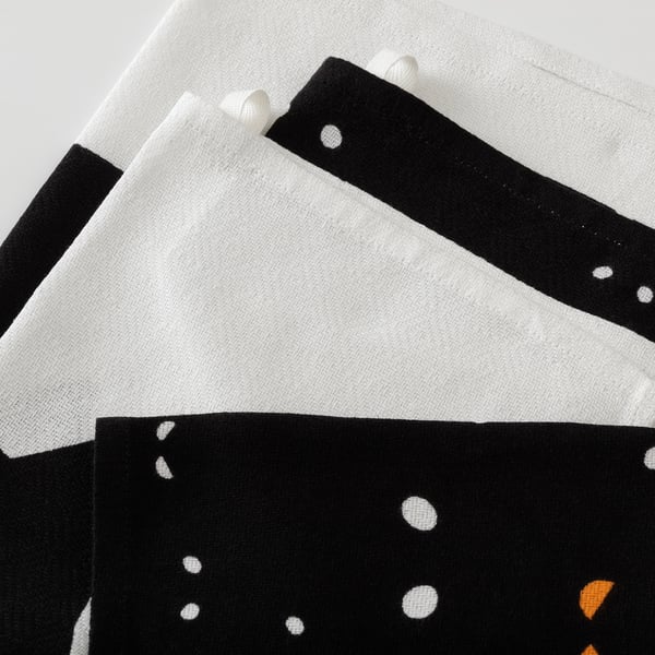 KUSTFYR Dish towel, cat eye/white/black, 18x24 "