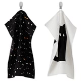 KUSTFYR Dish towel, cat eye/white/black, 18x24 "
