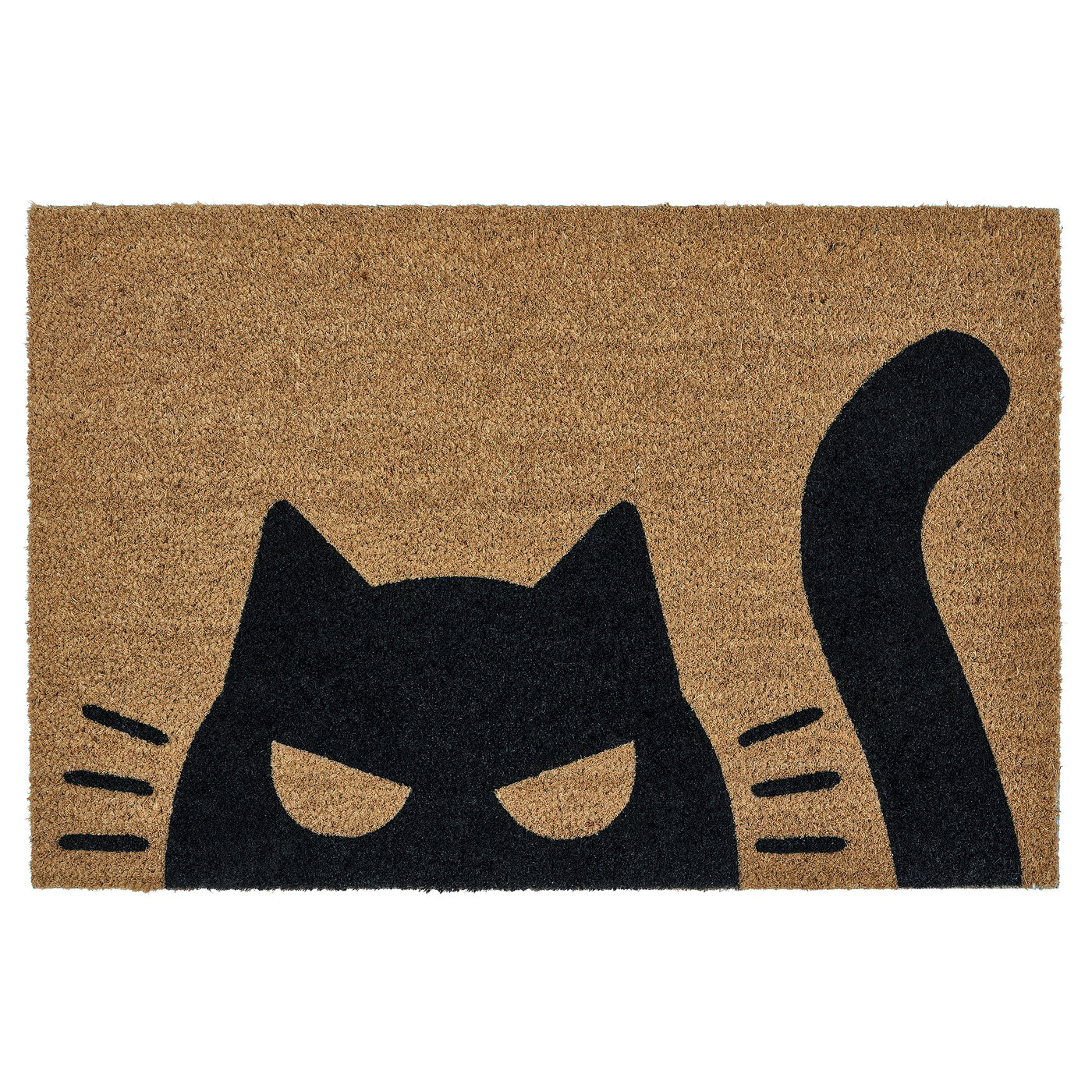KUSTFYR door mat, cat pattern black/natural, 2'0
