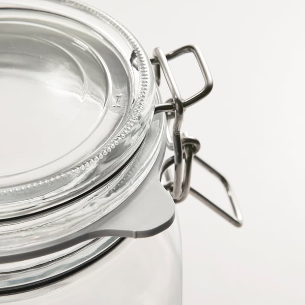 KUSTFYR Jar with lid, black/white, 34 oz