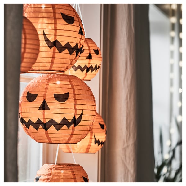 KUSTFYR LED pendant lamp, pumpkin/battery operated outdoor, 11 3/4 "