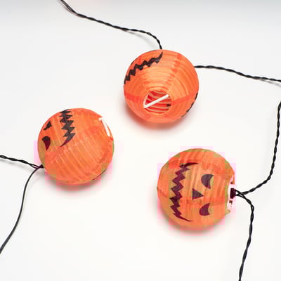 KUSTFYR LED string light with 12 lights, pumpkin/battery operated outdoor