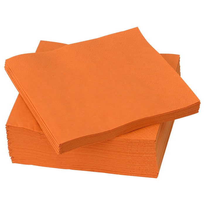 KUSTFYR paper napkin, orange, 9 ½x9 ½" IKEA