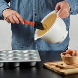 KUSTFYR Rubber spatula, black orange/white
