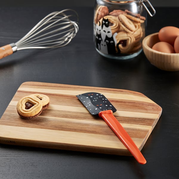 KUSTFYR Rubber spatula, black orange/white