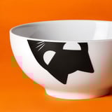 KUSTFYR Serving bowl, white/cat black, 5 "