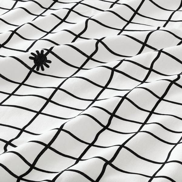 KUSTFYR Tablecloth, white/black, 57x94 "