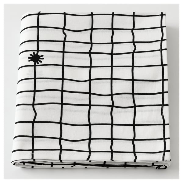 KUSTFYR Tablecloth, white/black, 57x94 "