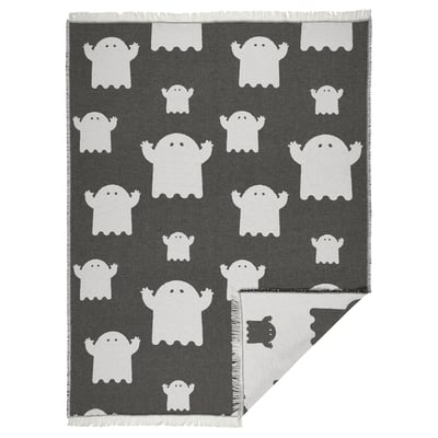 KUSTFYR Throw, ghost pattern white/black, 51x67 "