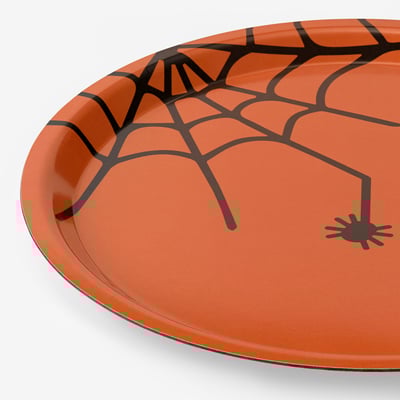 KUSTFYR Tray, orange/net pattern black, 12 5/8 "