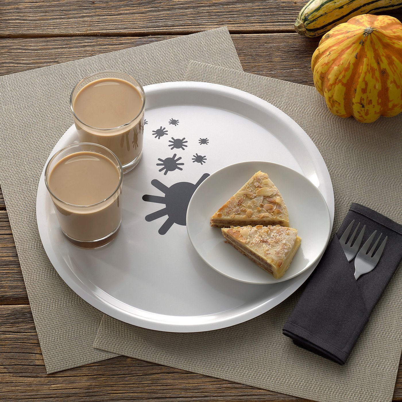 KUSTFYR tray, white/spider black, 125/8