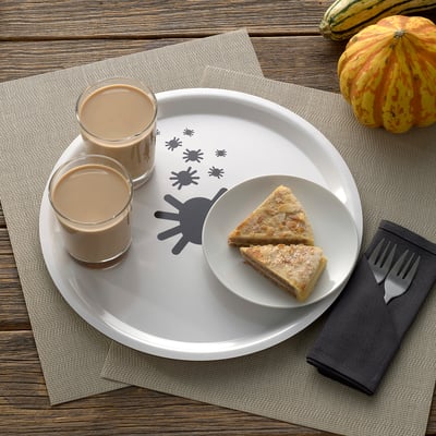 KUSTFYR Tray, white/spider black, 12 5/8 "