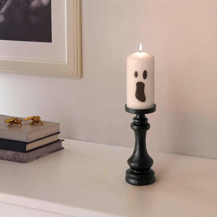 KUSTFYR unscented pillar candle, white/ghost, 5 ½" IKEA