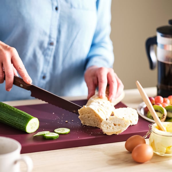 KUSTHOPPARE Cutting board, brown-red, 14 ¾x9 ¾ "