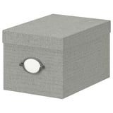 KVARNVIK Storage box with lid, gray, 7x9 ¾x6 "