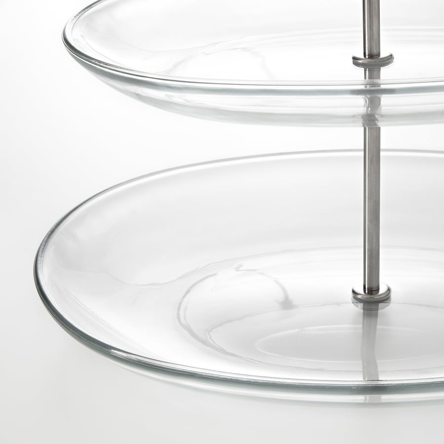 KVITTERA serving stand, 3 tiers, clear glass/stainless steel IKEA