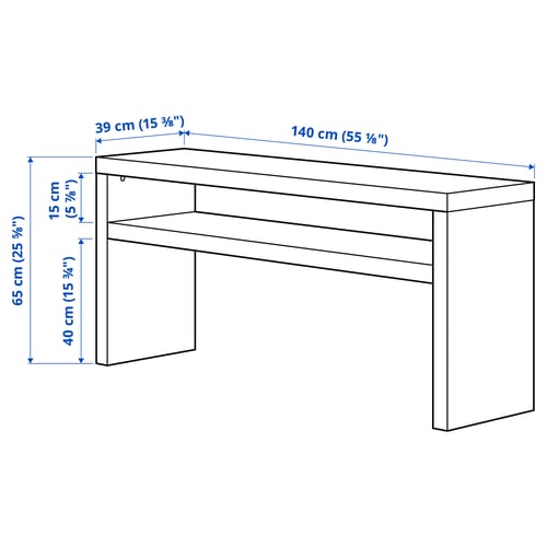 Illustration with measurements for the product: LACK.
