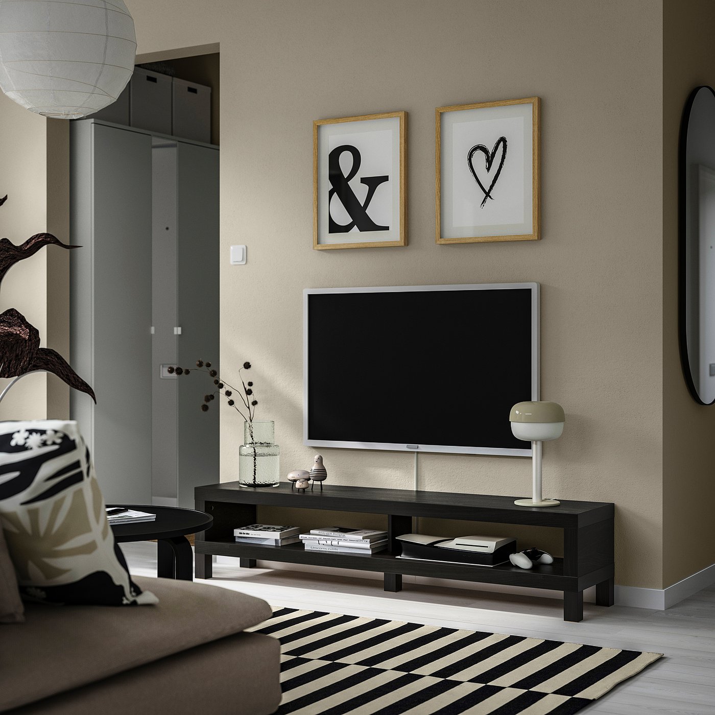 ★リユースのサカイ日立店★HJ0022 IKEA TV台 ブラック H39.5×D42×W180 クリーニング済み LACK TV unit, black-brown, 63x133/4x141/8