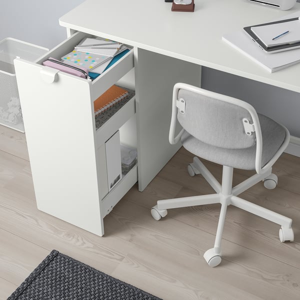 LÄRANDE Desk with pull-out storage unit, white, 471/4x227/8 - IKEA