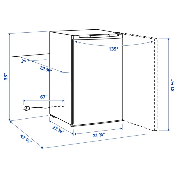 LAGAN Fridge with freezer compartment, compact/white, 4.0 cu.ft