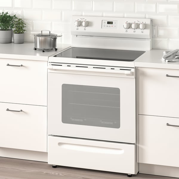 LAGAN Range with glass ceramic cooktop, white