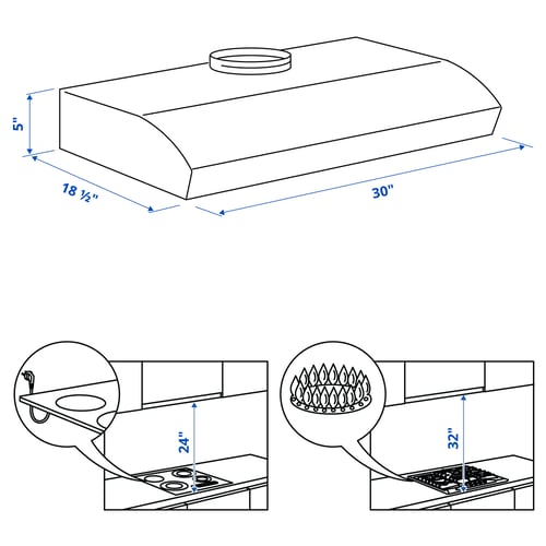 Illustration with measurements for the product: LAGAN.