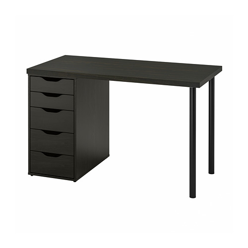 LAGKAPTEN / ALEX Desk, black-brown/black, 47 1/4x23 5/8 "