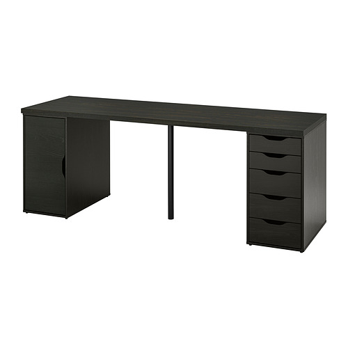 LAGKAPTEN / ALEX Desk, black-brown/black, 78 3/4x23 5/8 "