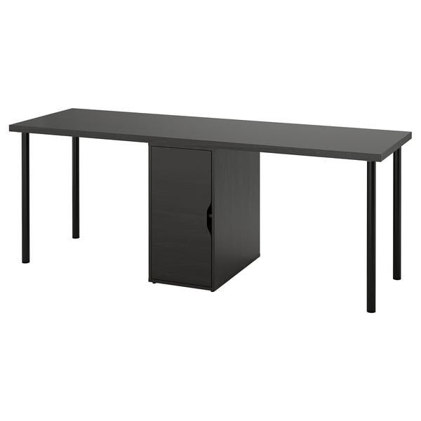 LAGKAPTEN / ALEX Desk, black-brown/black, 78 3/4x23 5/8 "