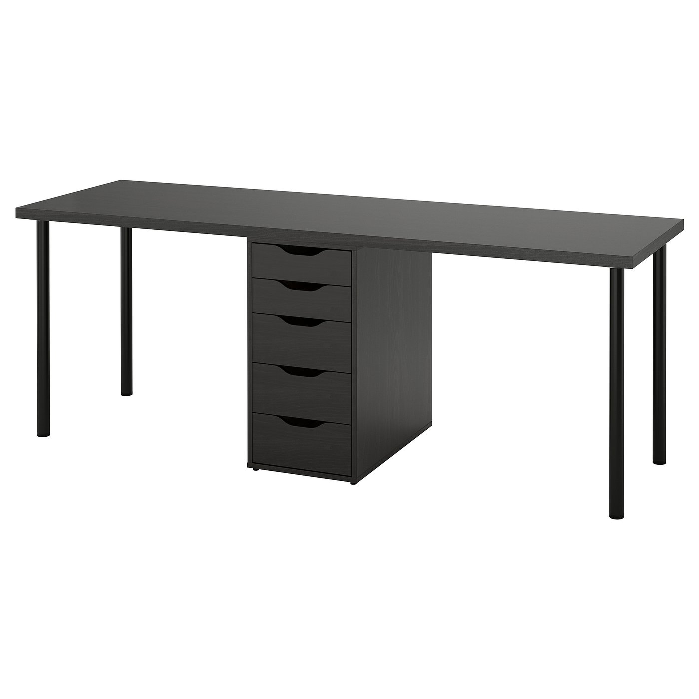 LAGKAPTEN / ALEX desk, black-brown/black, 783/4x235/8
