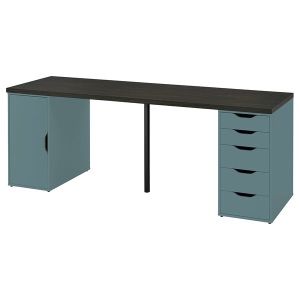 LAGKAPTEN / ALEX desk, blackbrown/grayturquoise, 783/4x235/8" IKEA