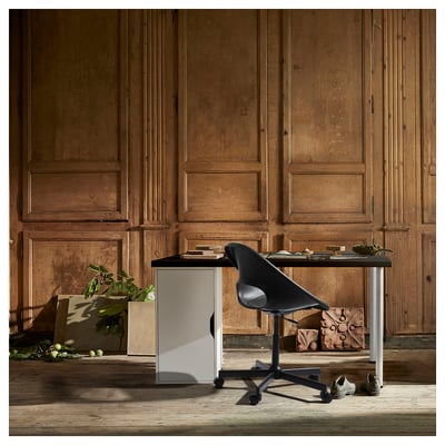 LAGKAPTEN / ALEX Desk, black-brown/white, 47 1/4x23 5/8 "