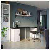 LAGKAPTEN / ALEX Desk, black-brown/white, 78 3/4x23 5/8 "
