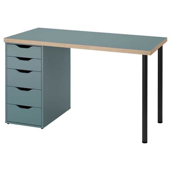LAGKAPTEN / ALEX desk, grayturquoise/black, 471/4x235/8" IKEA